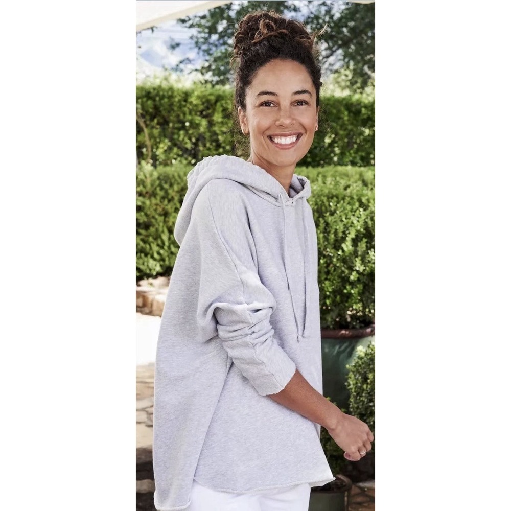 Frank & Eileen Hoodie Womens Gray Kane Capelet Fleece Pullover Oversized Size S